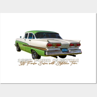 1958 Ford Custom 300 Fordor Sedan with Styletone Trim Posters and Art